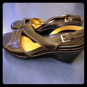 Naturalizer black wedge sandals